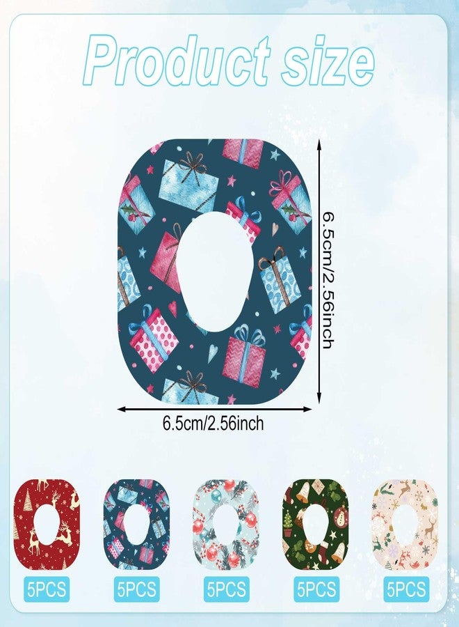 XIHIRCD 25pcs Adhesive Over Patches for Dexcom G7, Christmas Waterproof CGM Sensor Cover Tapes, Non-Woven Fabric Reindeer Christmas Tree Sensor Sticker, Blood Sugar Monitor Overpatches for Dexcom Accessories - Image 2